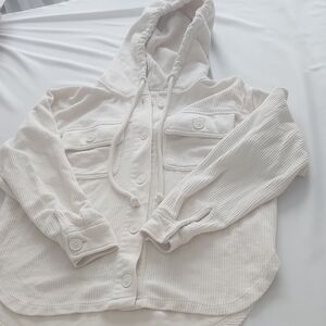 American Eagle Outfitters Cream Hooded Jacket